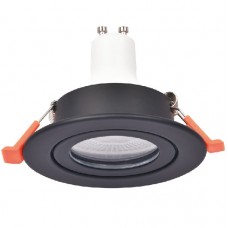 Σποτ Μπάνιου Στρογγυλό Χωνευτό Σταθερό Αλουμινίου Μαύρο Στεγανό IP44 X00350B